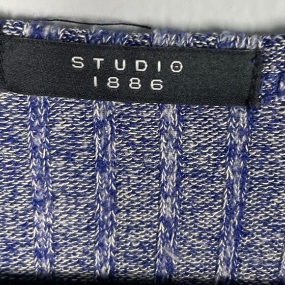 Studio 1886, Size 2X, Blue & White Rib Knit Sweater, Super Soft, Variated Knit - Picture 4 of 6